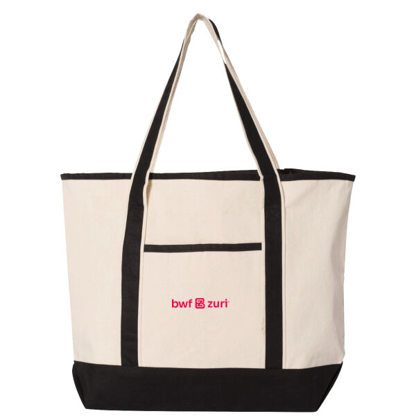 Q-Tees 34.6 Large Canvas Deluxe Tote - Embroidered Logo Thumbnail
